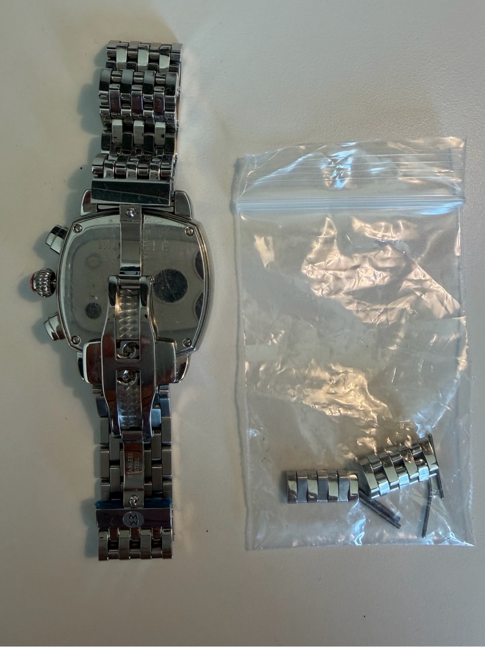 Michele Silver-Tone Stainless Steel Chronograph Watch with White Dial - Picture 4 of 12